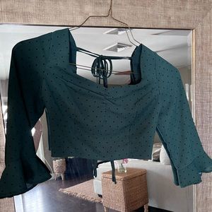 Renamed green and black polka dot crop top